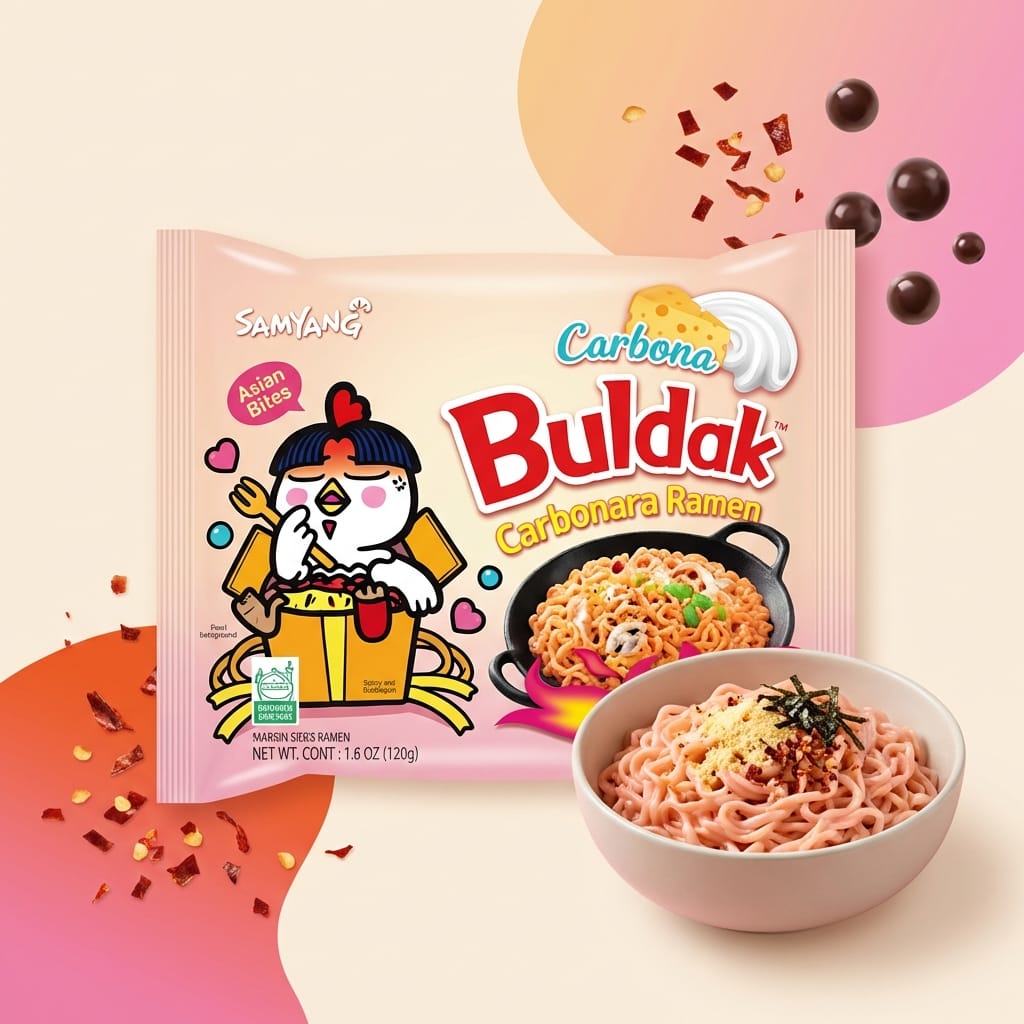 Samyang Buldak Carbonara 130 g ramen carbonara coreano con salsa cremosa y picante