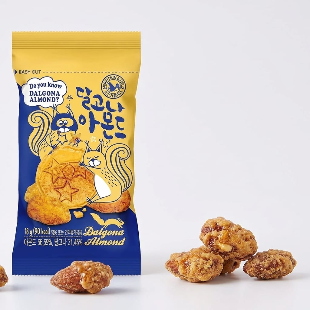 K-Herb almendras coreanas sabor dalgona 18 g snack dulce y crujiente