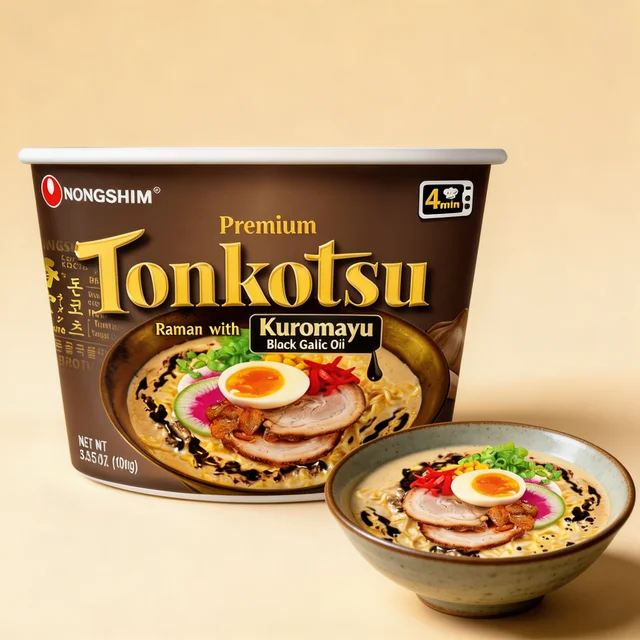 Nongshim Tonkotsu Kuromayu Bowl 101 g ramen instantáneo con caldo tonkotsu y aceite de ajo negro kuromayu