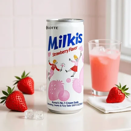 Lotte Milkis Fresa - bebida coreana cremosa