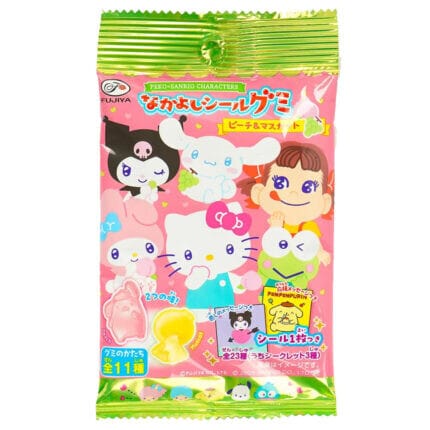 Fujiya Peko x Sanrio Nakayoshi Seal Gummy Peach & Muscat 19 g