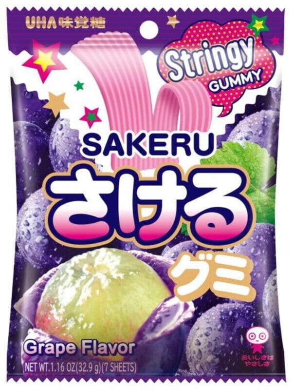 UHA Sakeru Stringy Gummy Grape 32.9 g